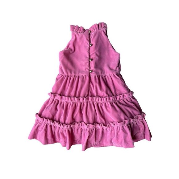 Janie & Jack Baby Girl Pink Velvet Ruffled Holiday Dress - Picture 4 of 9